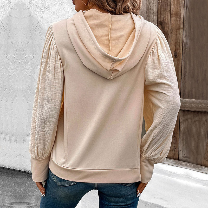 Women's hoodie with balloon sleeves and muslin insert Mune Fashion
