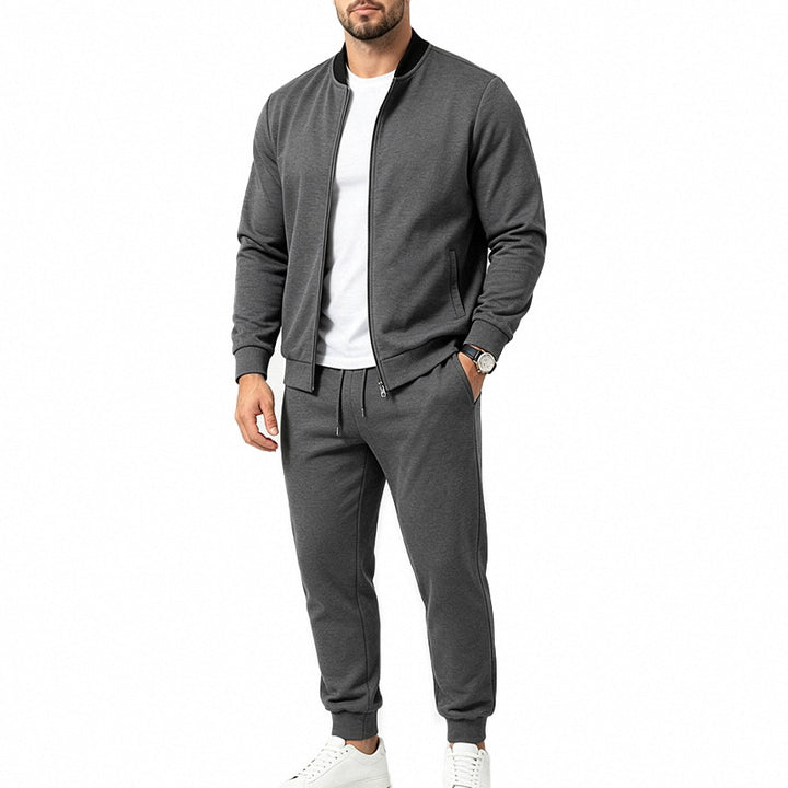 Men's Nan Sportives Two-Piece Jogging Suit Set with Bomber Jacket and Tapered Jogging Pants Mune Fashion