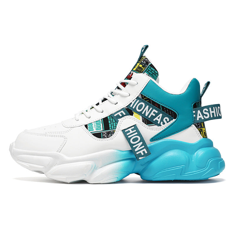 Unisex fashionable platform chunky sneaker with graphic print, reinforced heel tab and cushioning hollow chamber sole Mune Fashion