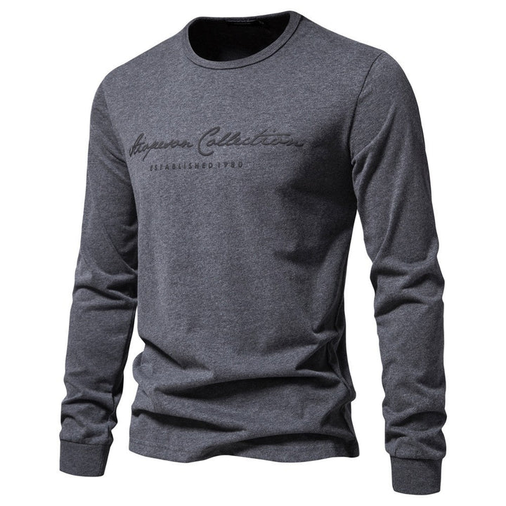 Men's Nano Minimalist Round Neck Sweatshirt Made of Cotton Blend with Ribbed Cuffs Mune Fashion