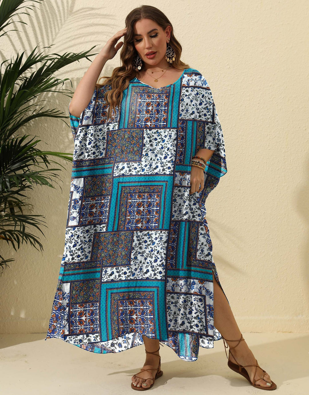 Women's airy maxi dress with colorful patchwork design Mune Fashion