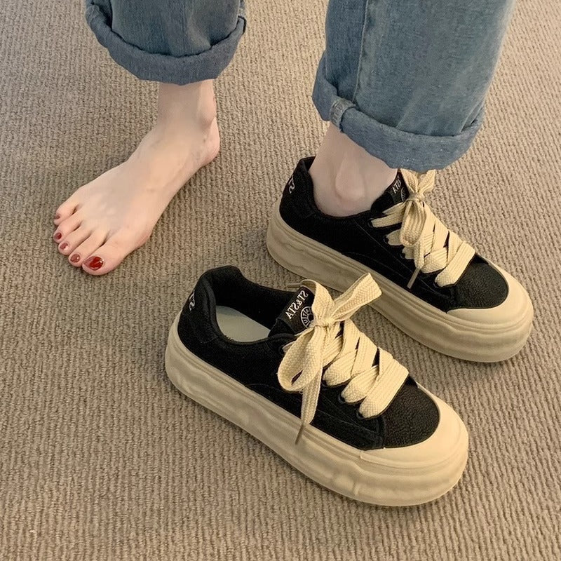 Women’s Sporty Platform Sneakers with Comfortable Sole and Unique Lacing Details Mune Fashion