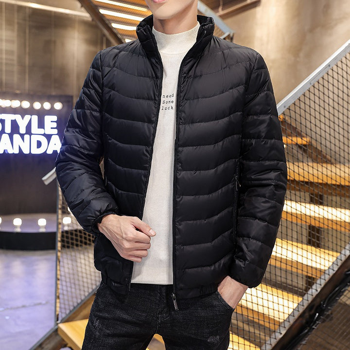 Men's Lightweight Quilted Down-Look Jacket with Stand-Up Collar Mune Fashion