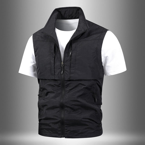Men's Functional Quilted Vest with High Collar Mune Fashion