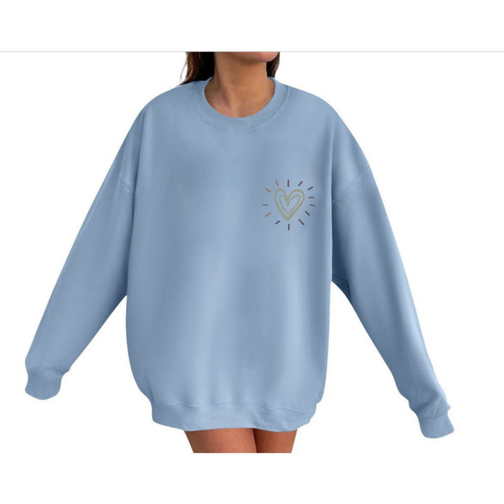 Women's Comfortable Sweatshirt with Heart Design Mune Fashion
