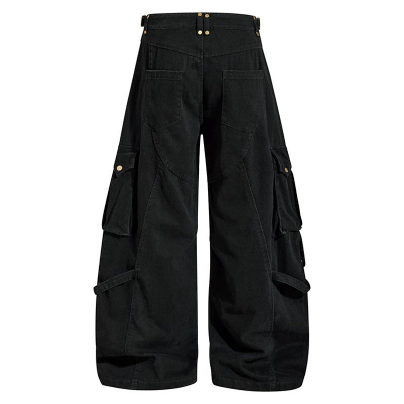 Women wide cargo culotte pants with adjustable straps, large flap pockets, and balloon silhouette Mune Fashion