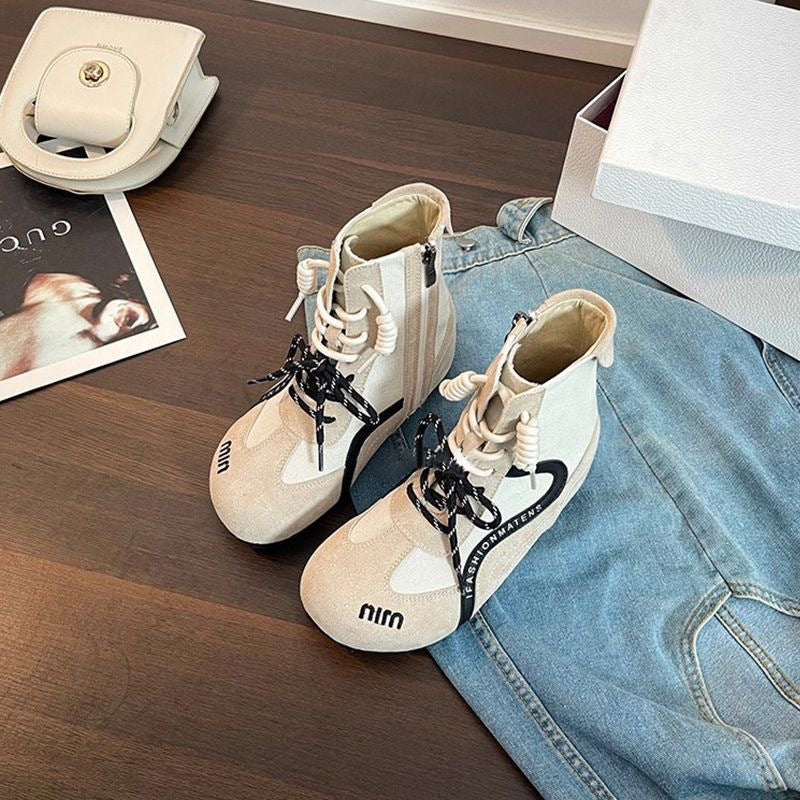 Women High-Top Sneakers with innovative lacing and zipper Mune Fashion