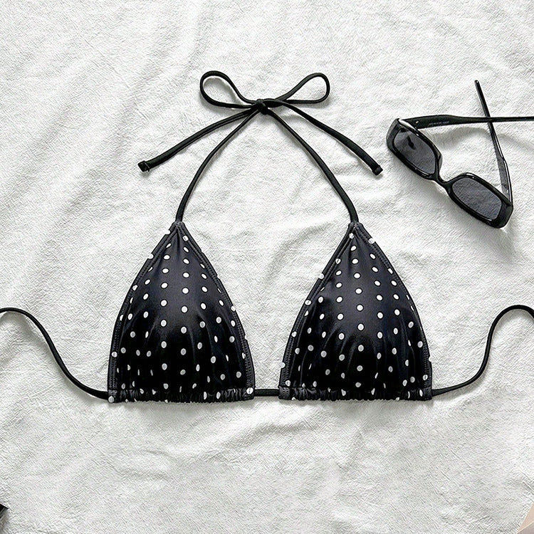 Ladies triangle bikini top with playful polka dot pattern Mune Fashion