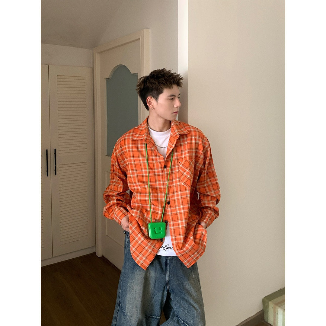 Men's Oversized Check Shirt in Relaxed Fit with Chest Pockets Mune Fashion