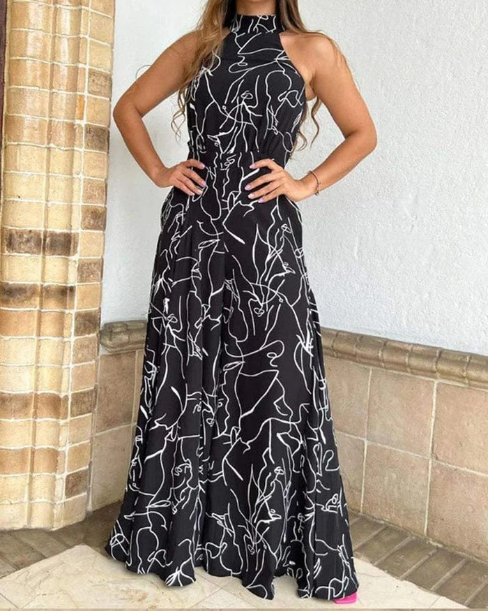 Women's Elegant Longline Jumpsuit with Stand Collar, Balloon Sleeves and Side Pockets
