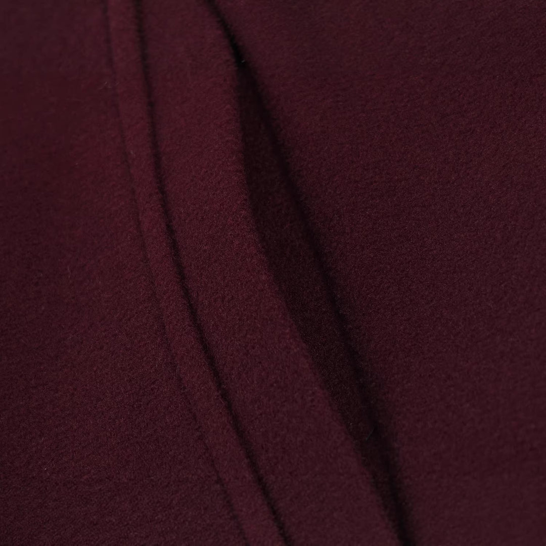Women Short Boxy Wool Mix Jacket with Round Neck and Decorative Button Placket Mune Fashion