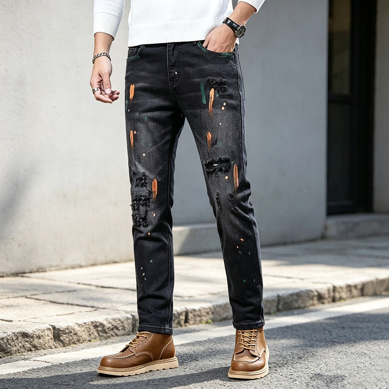 Men's Fashion Ripped Jeans with Color Details Mune Fashion