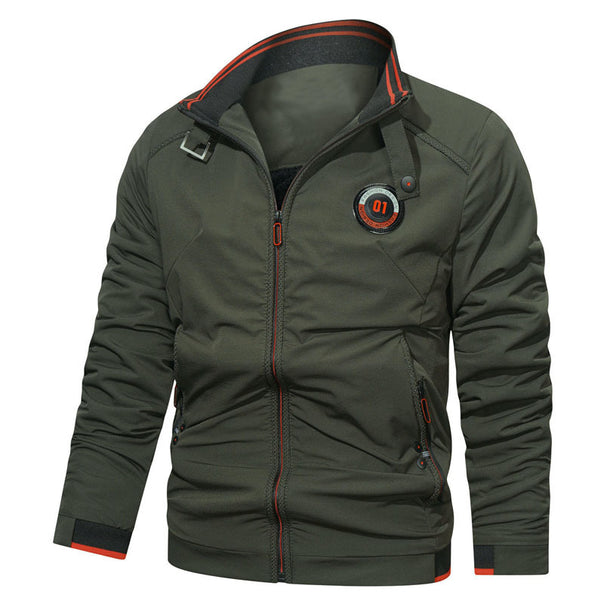 Men's lightweight zip jacket with stand-up collar, sporty contrast details, and zip pockets Mune Fashion