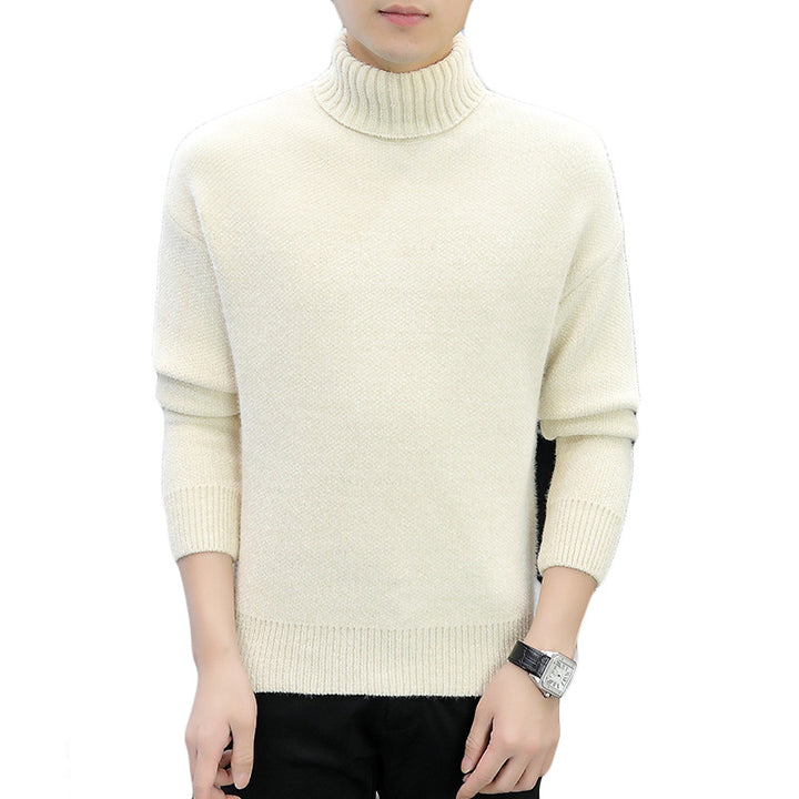 Men's turtleneck sweater made of boucle fine knit with ribbed cuffs Mune Fashion