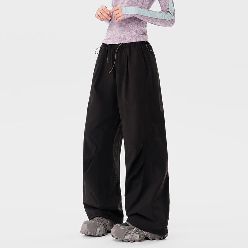 Women's wide technical cargo pants with drawstring waistband Mune Fashion