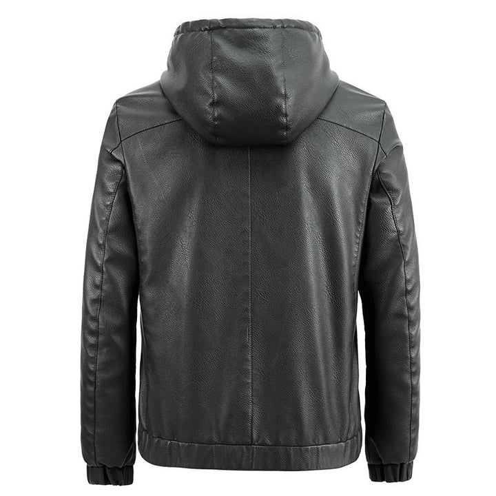 Men's Stylish Faux Leather Hoodie Jacket Mune Fashion