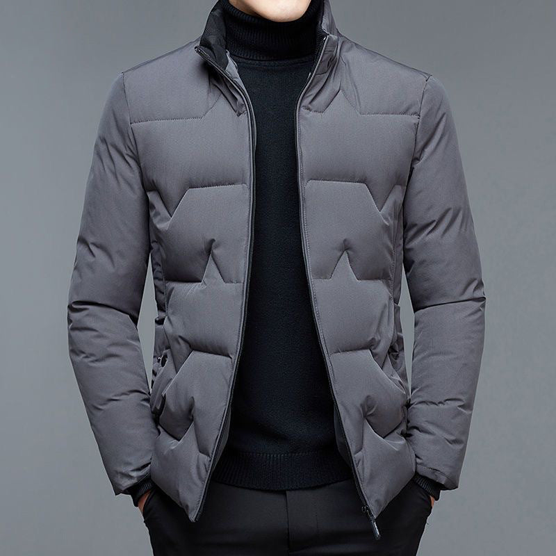 Men's padded stand-up collar jacket with water-repellent surface and zippered pockets Mune Fashion