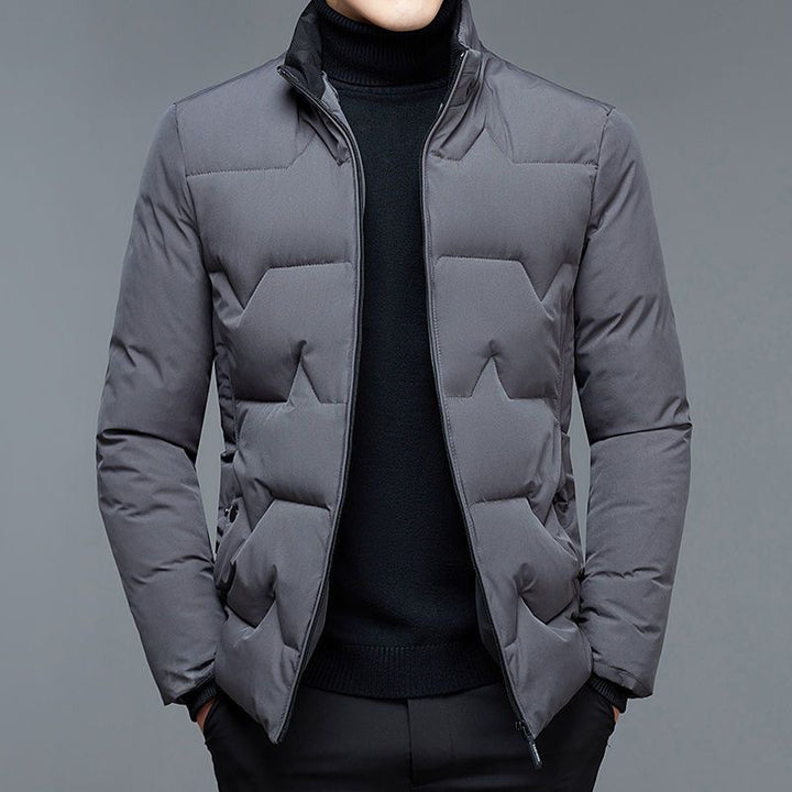 Men's padded stand-up collar jacket with water-repellent surface and zippered pockets Mune Fashion