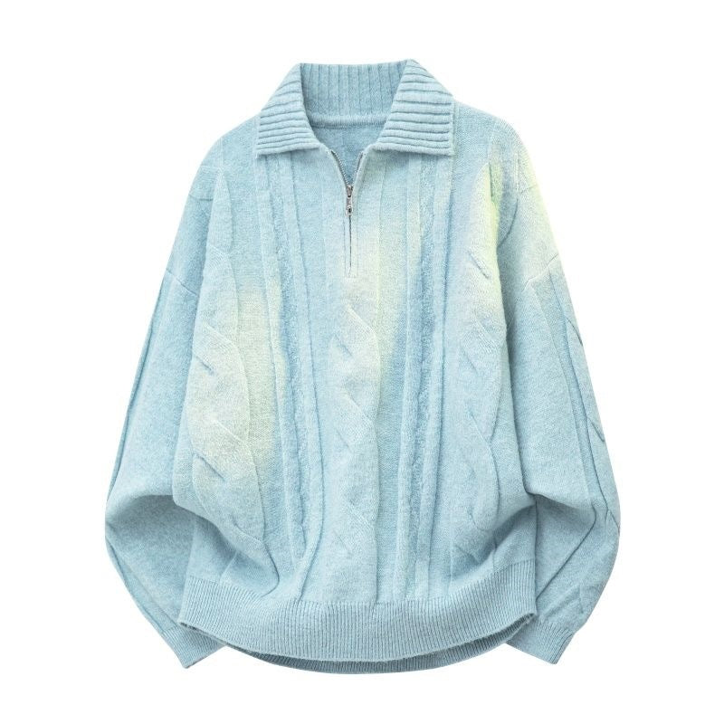 Women Oversize Cable Knit Sweater with High Roll Neck and Button Placket Mune Fashion