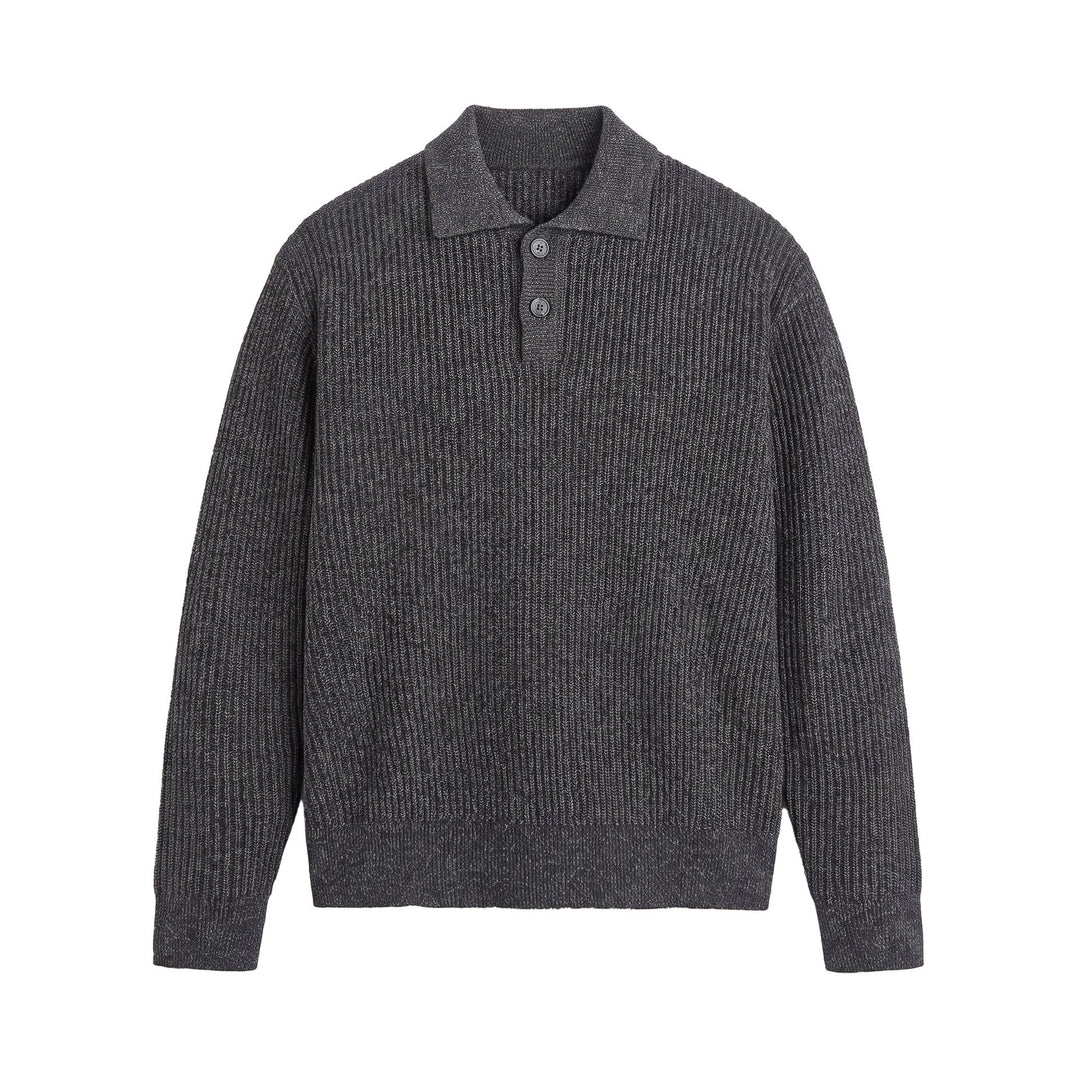 Men's knit sweater with polo collar and distinctive ribbed structure Mune Fashion