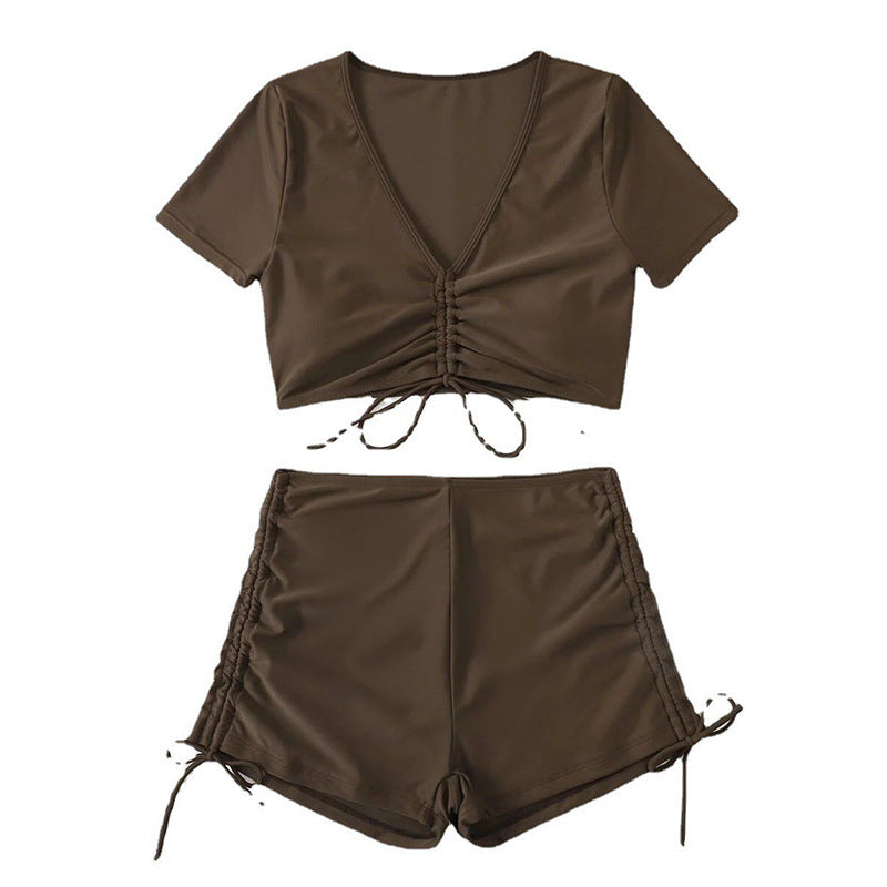 Women's bathing set with gathered top and high-waisted brief Mune Fashion
