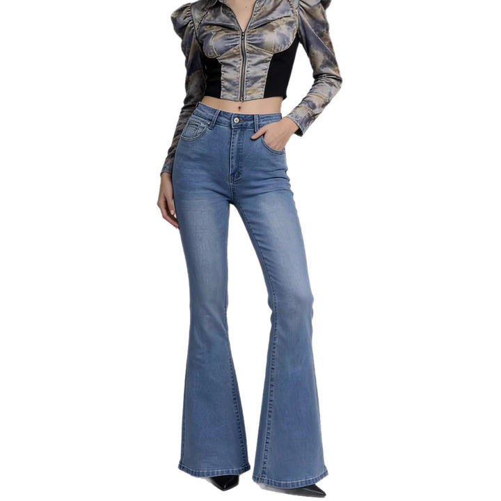 Ladies high-waisted flared jeans with figure-forming fit and wide flared leg Mune Fashion