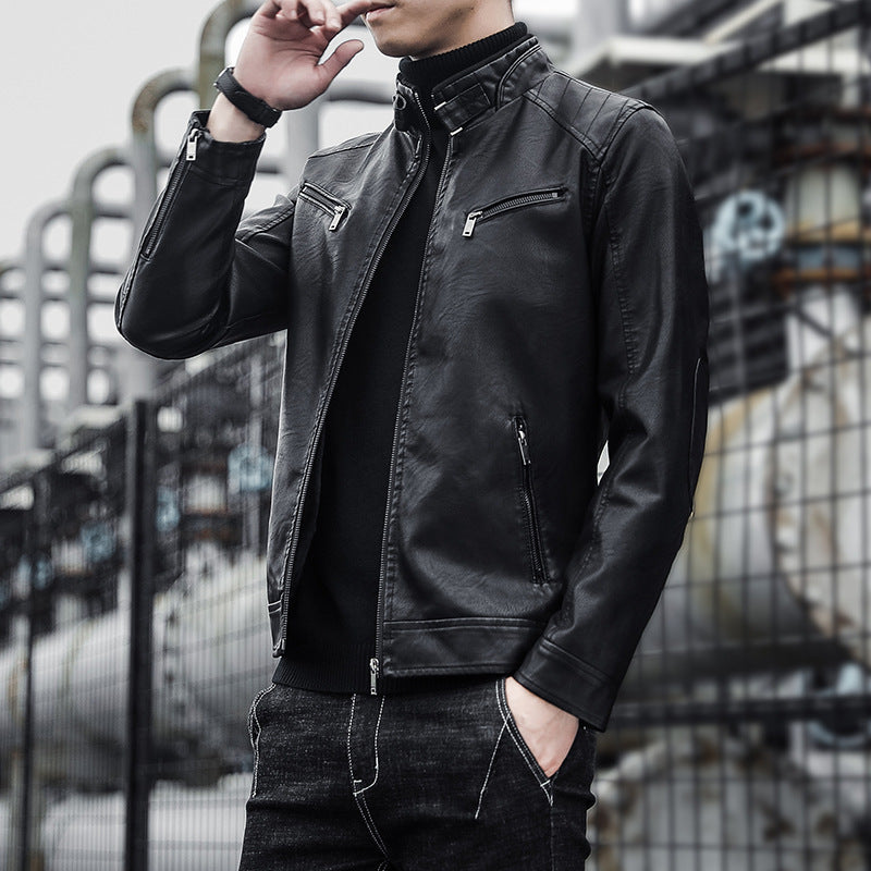 Men's Stylish Faux Leather Jacket with Warm Lining Mune Fashion