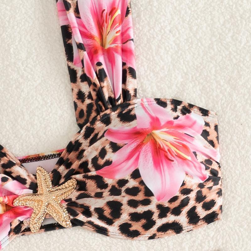 Women’s bikini set with floral leopard pattern and elegant knot detail Mune Fashion