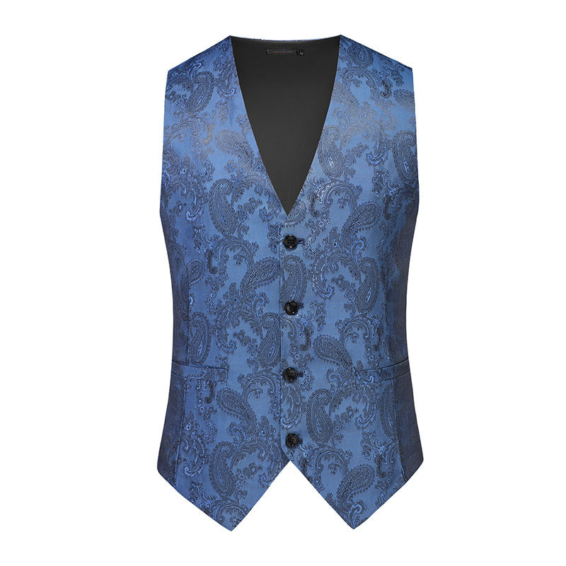 Men's fine jacquard suit vest with V-neck, decorative buttons and slim silhouette Mune Fashion