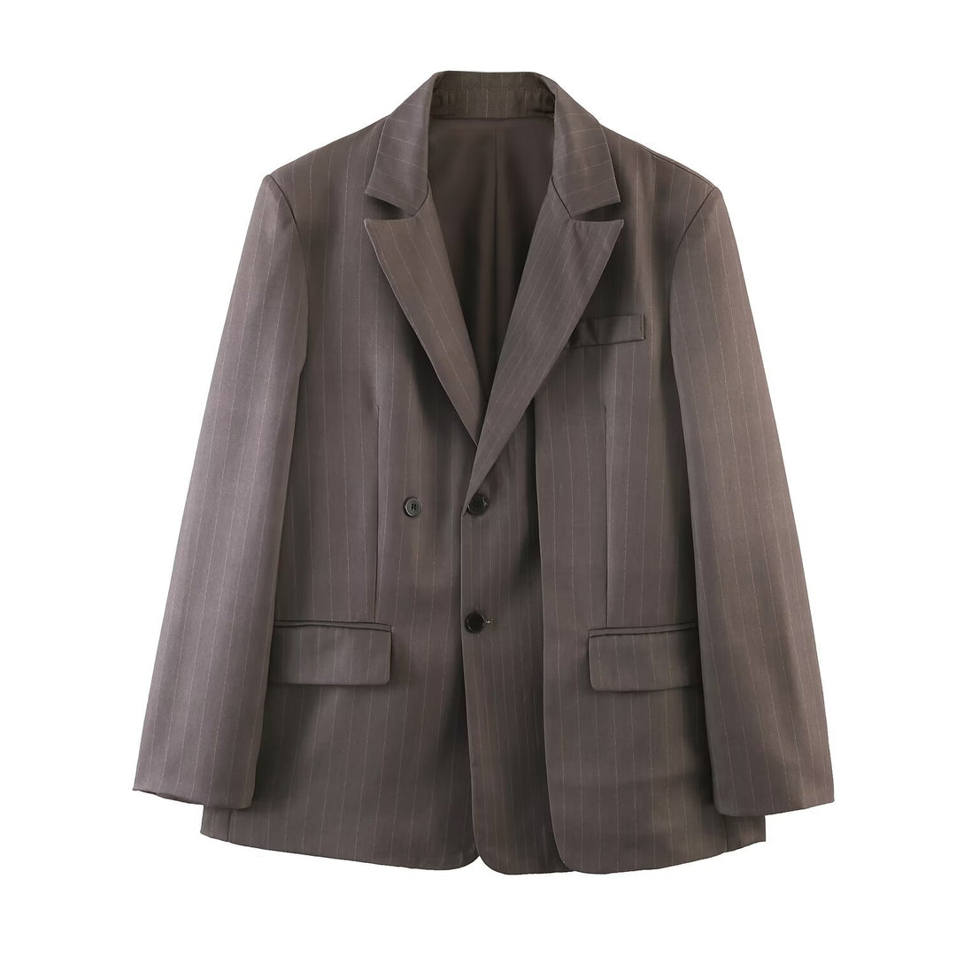 Women's pinstripe blazer in oversized cut with double-breasted button placket Mune Fashion