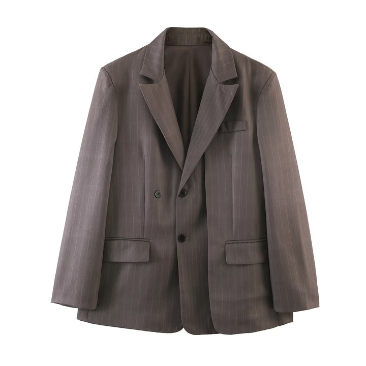 Women's pinstripe blazer in oversized cut with double-breasted button placket Mune Fashion
