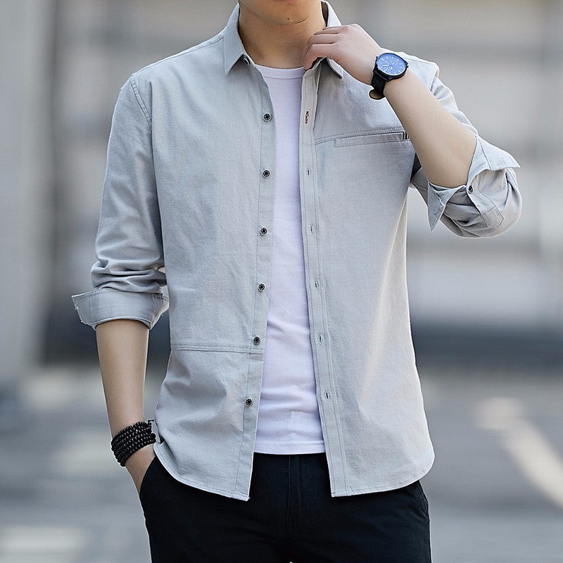 Men's casual cotton denim shirt with chest pocket, button placket, and straight fit Mune Fashion
