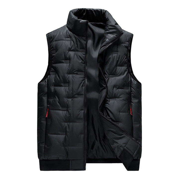 Men's Lightweight Thermal Quilted Vest with Box Quilting, Stand Collar and Elastic Hem Mune Fashion
