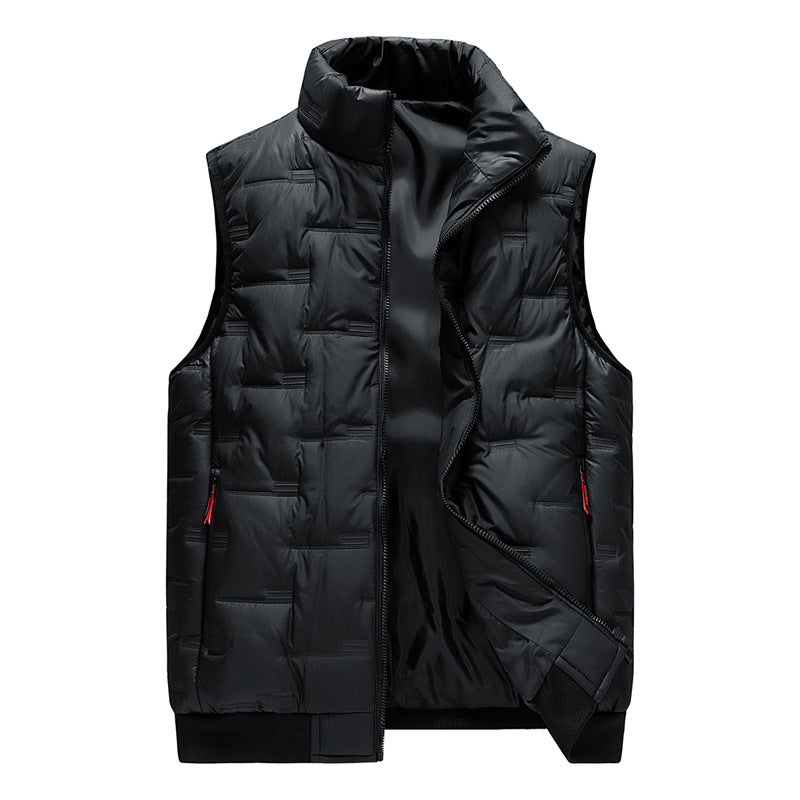 Men's quilted thermal vest with a high stand-up collar, windproof microfiber outer layer, and concealed zip pockets Mune Fashion