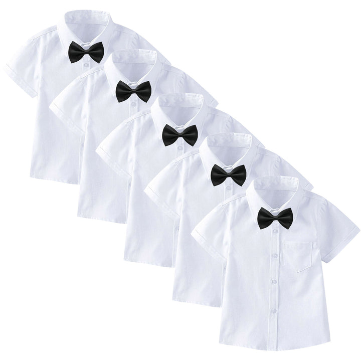 Women Short Sleeve Shirt Set with Tie and Bow Tie Mune Fashion