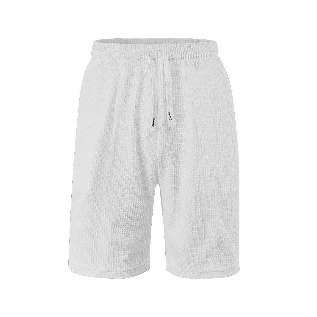 Men's breathable waffle pajama shorts with elastic comfort waistband, drawstring, and side pockets Mune Fashion