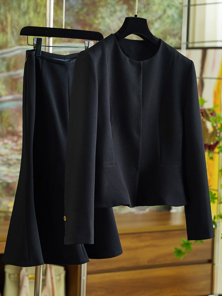 Women Elegant Blazer and Skirt Set Mune Fashion