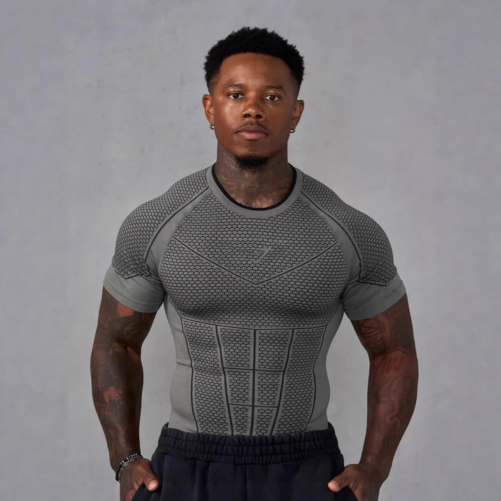 Men's muscle-shaping functional shirt with 3D structure and targeted compression zones Mune Fashion