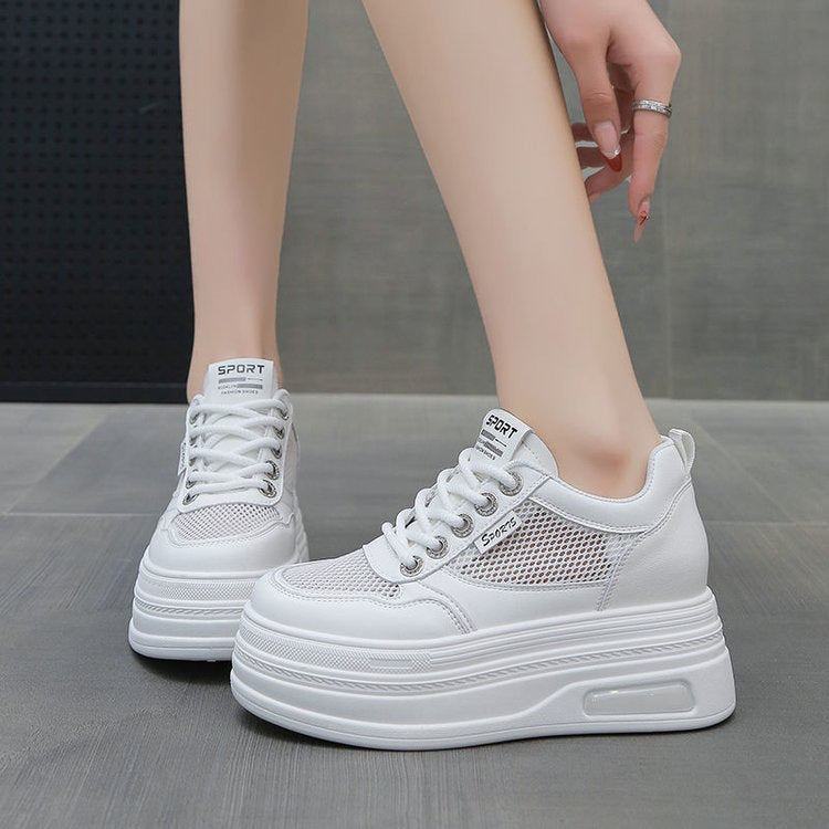 Women's Sporty Platform Sneakers with Breathable Mesh Upper and Shock-Absorbing Sole Mune Fashion