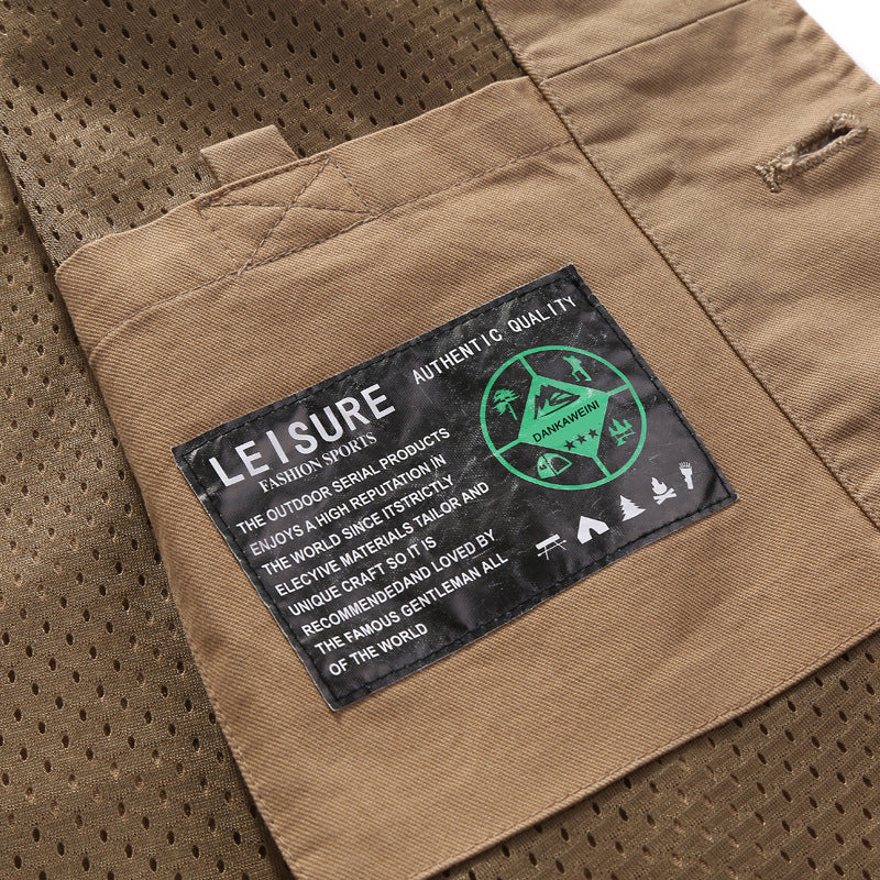 Men's Canvas Utility Vest with Mesh Lining and Multiple Pockets Mune Fashion