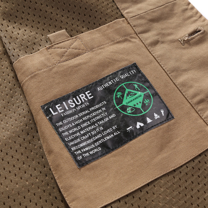 Men's Canvas Utility Vest with Mesh Lining and Multiple Pockets Mune Fashion
