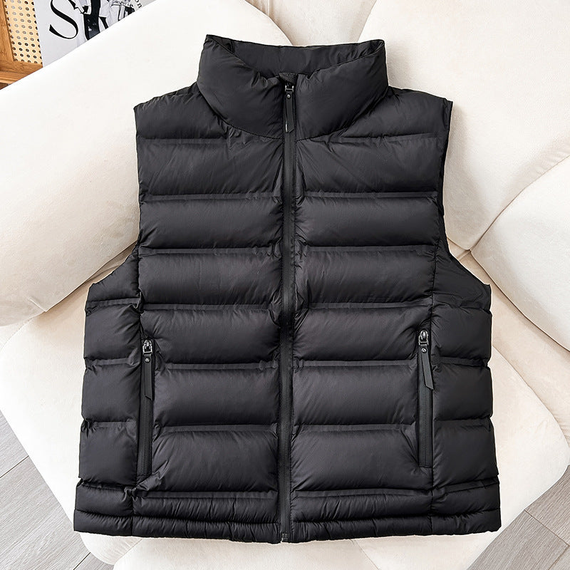 Women's Lightweight Padded Vest with High Collar and Two-Way Zipper Mune Fashion
