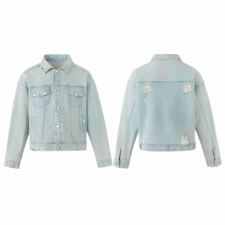 Unisex Boxy Jeans Jacket in Worker Look with Metal Applications and Flap Pockets Mune Fashion