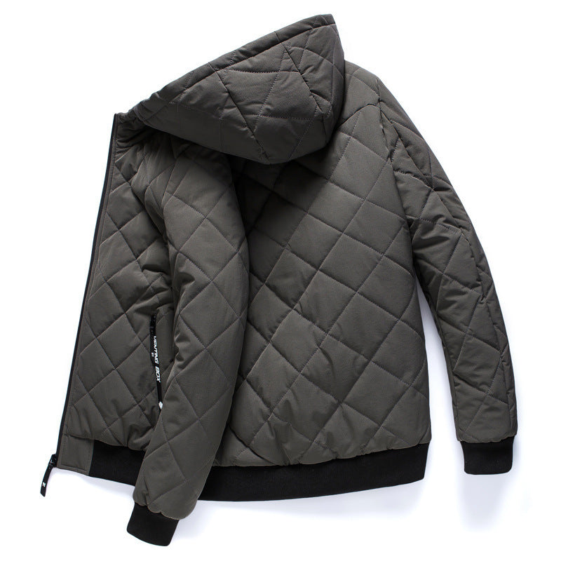 Men's quilted hooded jacket with light thermo insulation and ribbed cuffs Mune Fashion