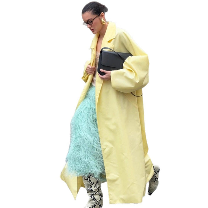 Ladies Maxilength Oversize Coat in Cocoon Cut with Concealed Button Placket Mune Fashion