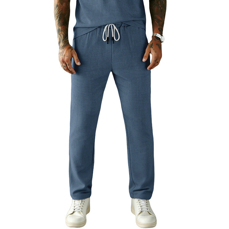 Men's Slim-Fit Jogging Pants with Drawstring, Elastic Waistband, and Side Pockets Mune Fashion