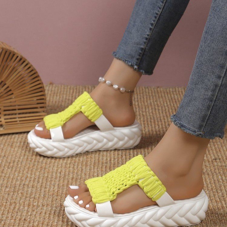 Women braided comfort sandals with padded platform sole Mune Fashion