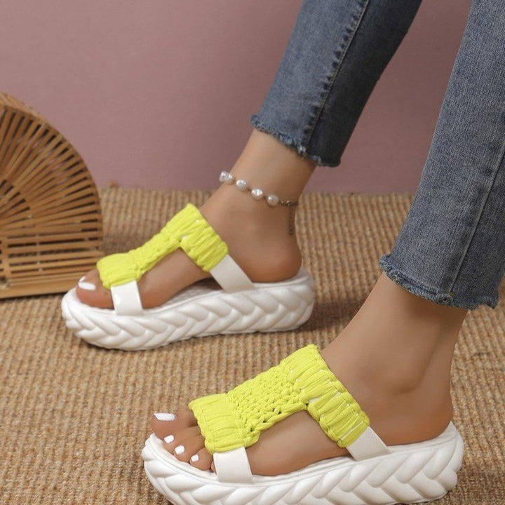 Women braided comfort sandals with padded platform sole Mune Fashion