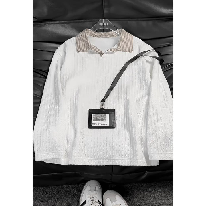 Women's Fashion Oversized Shirt with Checked Collar Mune Fashion
