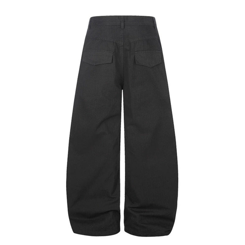 Women's Wide High-Waist Palazzo Jeans with Patch Pockets and Riveted Cross Detail Mune Fashion